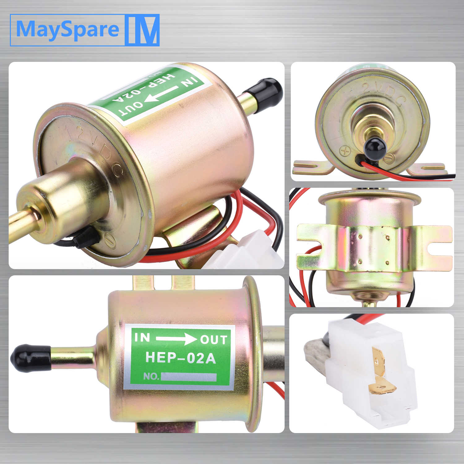 HEP-02A 12V Electric Fuel Pump Metal Solid Petrol 12 Volts Replacement For  Motorcycle Carburetor ATV Trucks Boats For Gasoline or Diesel Engine HEP02A
